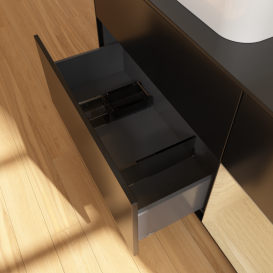 Тумба під раковину Villeroy & Boch Finion 120х50,1 см із підсвічуванням МДФ чорний матовий лак/скло чорне матове G402PCPD