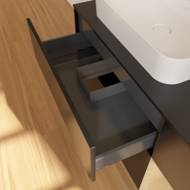 Тумба під раковину Villeroy & Boch Finion 120х50,1 см із підсвічуванням МДФ чорний матовий лак/скло чорне матове G402PCPD