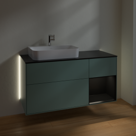 Тумба под раковину Villeroy & Boch Finion 120х50,1 см с подсветкой МДФ оливковый матовый лак/стекло черное матовое G402PDGM