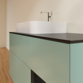 Тумба под раковину Villeroy & Boch Finion 120х50,1 см с подсветкой МДФ оливковый матовый лак/стекло черное матовое G402PDGM