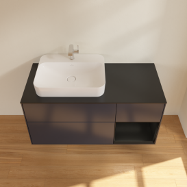 Тумба под раковину Villeroy & Boch Finion 120х50,1 см с подсветкой МДФ темно-синий матовый лак/стекло черное матовое G402PDHG