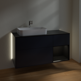 Тумба под раковину Villeroy & Boch Finion 120х50,1 см с подсветкой МДФ темно-синий матовый лак/стекло черное матовое G402PDHG