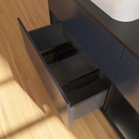 Тумба под раковину Villeroy & Boch Finion 120х50,1 см с подсветкой МДФ темно-синий матовый лак/стекло черное матовое G402PDHG