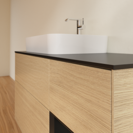 Тумба под раковину Villeroy & Boch Finion 120х50,1 см с подсветкой МДФ шпон дуба/стекло черное матовое G402PDPC
