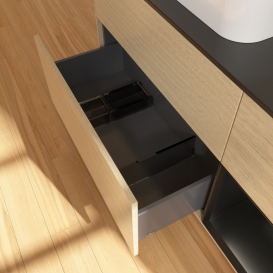 Тумба под раковину Villeroy & Boch Finion 120х50,1 см с подсветкой МДФ шпон дуба/стекло черное матовое G402PDPC