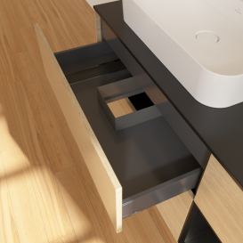 Тумба под раковину Villeroy & Boch Finion 120х50,1 см с подсветкой МДФ шпон дуба/стекло черное матовое G402PDPC