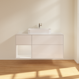 Тумба под раковину Villeroy & Boch Finion 120х50,1 см с подсветкой МДФ глянцевый белый лак/стекло белое матовое F411GFGF