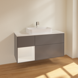 Тумба под раковину Villeroy & Boch Finion 120х50,1 см с подсветкой МДФ антрацит матовый лак/стекло белое матовое F411GFGK