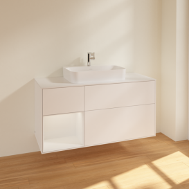 Тумба под раковину Villeroy & Boch Finion 120х50,1 см с подсветкой МДФ белый матовый лак/стекло белое матовое F411GFMT