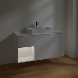Тумба под раковину Villeroy & Boch Finion 120х50,1 см с подсветкой МДФ белый матовый лак/стекло белое матовое F411GFMT