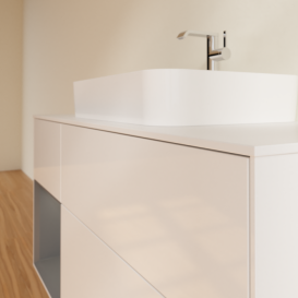 Тумба под раковину Villeroy & Boch Finion 120х50,1 см с подсветкой МДФ глянцевый белый лак/стекло белое матовое F411GKGF