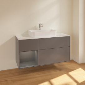 Тумба под раковину Villeroy & Boch Finion 120х50,1 см с подсветкой МДФ антрацит матовый лак/стекло белое матовое F411GKGK