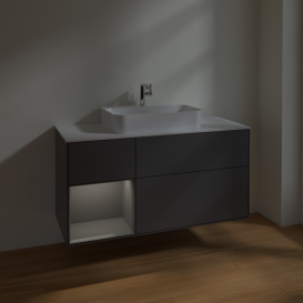 Тумба под раковину Villeroy & Boch Finion 120х50,1 см с подсветкой МДФ антрацит матовый лак/стекло белое матовое F411GKGK