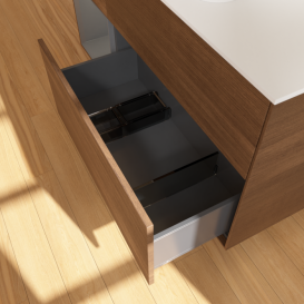 Тумба під раковину Villeroy & Boch Finion 120х50,1 см із підсвічуванням МДФ шпон волоського горіха/скло біле матове F411GKGN