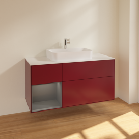 Тумба под раковину Villeroy & Boch Finion 120х50,1 см с подсветкой МДФ пион матовый лак/стекло белое матовое F411GKHB