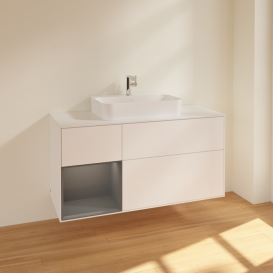 Тумба под раковину Villeroy & Boch Finion 120х50,1 см с подсветкой МДФ белый матовый лак/стекло белое матовое F411GKMT