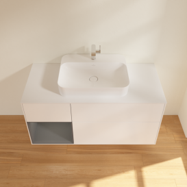 Тумба под раковину Villeroy & Boch Finion 120х50,1 см с подсветкой МДФ белый матовый лак/стекло белое матовое F411GKMT