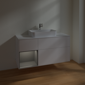 Тумба под раковину Villeroy & Boch Finion 120х50,1 см с подсветкой МДФ белый матовый лак/стекло белое матовое F411GKMT