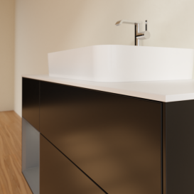 Тумба под раковину Villeroy & Boch Finion 120х50,1 см с подсветкой МДФ черный матовый лак/стекло белое матовое F411GKPD