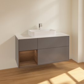 Тумба под раковину Villeroy & Boch Finion 120х50,1 см с подсветкой МДФ антрацит матовый лак/стекло белое матовое F411GNGK