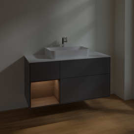 Тумба под раковину Villeroy & Boch Finion 120х50,1 см с подсветкой МДФ антрацит матовый лак/стекло белое матовое F411GNGK