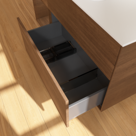 Тумба под раковину Villeroy & Boch Finion 120х50,1 см с подсветкой МДФ шпон грецкого ореха/стекло белое матовое F411GNGN