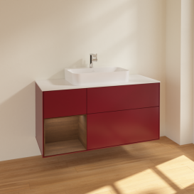 Тумба під раковину Villeroy & Boch Finion 120х50,1 см із підсвічуванням МДФ півонія матовий лак/скло біле матове F411GNHB