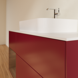 Тумба під раковину Villeroy & Boch Finion 120х50,1 см із підсвічуванням МДФ півонія матовий лак/скло біле матове F411GNHB