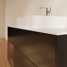 Тумба под раковину Villeroy & Boch Finion 120х50,1 см с подсветкой МДФ черный матовый лак/стекло белое матовое F411GNPD