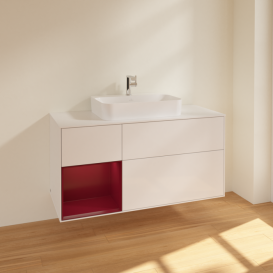 Тумба под раковину Villeroy & Boch Finion 120х50,1 см с подсветкой МДФ глянцевый белый лак/стекло белое матовое F411HBGF