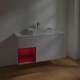 Тумба под раковину Villeroy & Boch Finion 120х50,1 см с подсветкой МДФ глянцевый белый лак/стекло белое матовое F411HBGF