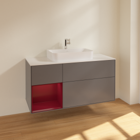 Тумба под раковину Villeroy & Boch Finion 120х50,1 см с подсветкой МДФ антрацит матовый лак/стекло белое матовое F411HBGK