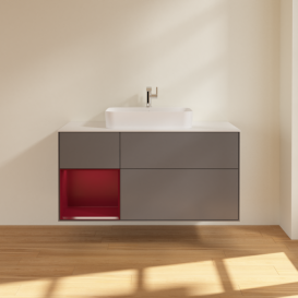 Тумба под раковину Villeroy & Boch Finion 120х50,1 см с подсветкой МДФ антрацит матовый лак/стекло белое матовое F411HBGK