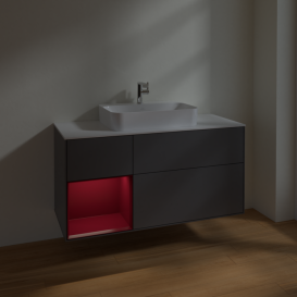 Тумба под раковину Villeroy & Boch Finion 120х50,1 см с подсветкой МДФ антрацит матовый лак/стекло белое матовое F411HBGK