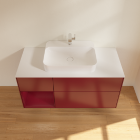 Тумба под раковину Villeroy & Boch Finion 120х50,1 см с подсветкой МДФ пион матовый лак/стекло белое матовое F411HBHB