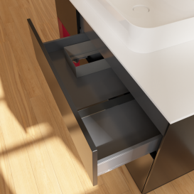 Тумба под раковину Villeroy & Boch Finion 120х50,1 см с подсветкой МДФ черный матовый лак/стекло белое матовое F411HBPD