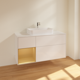 Тумба под раковину Villeroy & Boch Finion 120х50,1 см с подсветкой МДФ глянцевый белый лак/стекло белое матовое F411HFGF