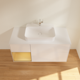 Тумба под раковину Villeroy & Boch Finion 120х50,1 см с подсветкой МДФ глянцевый белый лак/стекло белое матовое F411HFGF