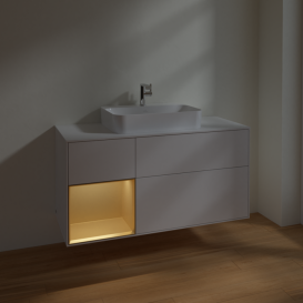 Тумба под раковину Villeroy & Boch Finion 120х50,1 см с подсветкой МДФ глянцевый белый лак/стекло белое матовое F411HFGF
