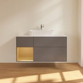 Тумба под раковину Villeroy & Boch Finion 120х50,1 см с подсветкой МДФ антрацит матовый лак/стекло белое матовое F411HFGK