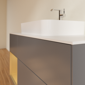 Тумба под раковину Villeroy & Boch Finion 120х50,1 см с подсветкой МДФ антрацит матовый лак/стекло белое матовое F411HFGK