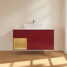 Тумба под раковину Villeroy & Boch Finion 120х50,1 см с подсветкой МДФ пион матовый лак/стекло белое матовое F411HFHB