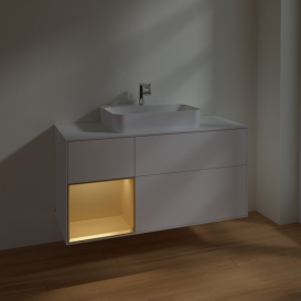 Тумба под раковину Villeroy & Boch Finion 120х50,1 см с подсветкой МДФ белый матовый лак/стекло белое матовое F411HFMT