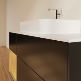 Тумба под раковину Villeroy & Boch Finion 120х50,1 см с подсветкой МДФ черный матовый лак/стекло белое матовое F411HFPD