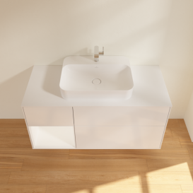 Тумба под раковину Villeroy & Boch Finion 120х50,1 см с подсветкой МДФ глянцевый белый лак/стекло белое матовое F411MTGF