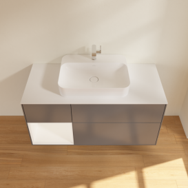 Тумба под раковину Villeroy & Boch Finion 120х50,1 см с подсветкой МДФ антрацит матовый лак/стекло белое матовое F411MTGK