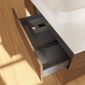 Тумба под раковину Villeroy & Boch Finion 120х50,1 см с подсветкой МДФ шпон грецкого ореха/стекло белое матовое F411MTGN