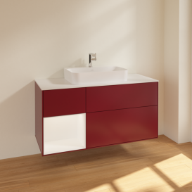 Тумба под раковину Villeroy & Boch Finion 120х50,1 см с подсветкой МДФ пион матовый лак/стекло белое матовое F411MTHB