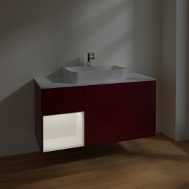 Тумба под раковину Villeroy & Boch Finion 120х50,1 см с подсветкой МДФ пион матовый лак/стекло белое матовое F411MTHB