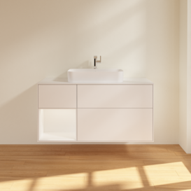 Тумба под раковину Villeroy & Boch Finion 120х50,1 см с подсветкой МДФ белый матовый лак/стекло белое матовое F411MTMT